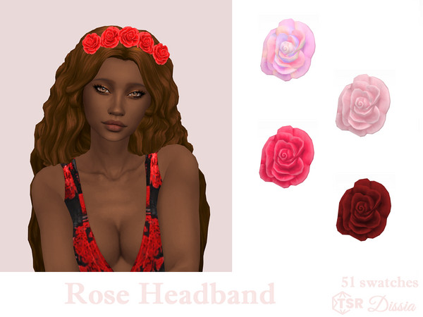Sims 4 — Rose Headband by Dissia — Headband made of roses flowers