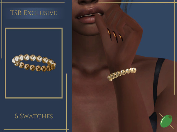Sims 4 — Daya Chunky Bead Bracelet by Pitted0live — Chunky metal bead bracelet with chrome and matte metal swatches