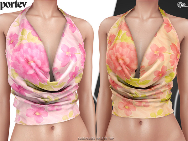 Sims 4 — Sleeveless halter top by portev — new Mesh 6 colors