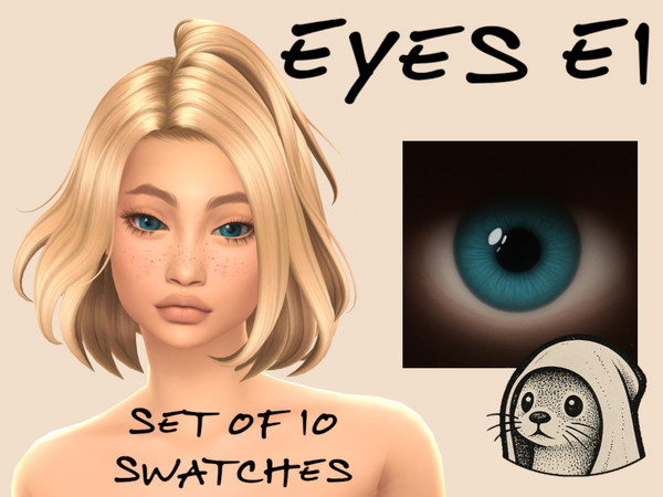 Sims 4 — Soft Eyes (Contacts-Facepaint) E1 by caroukid — I made a set of eyes! 10 swatches you'll find under facepaint.