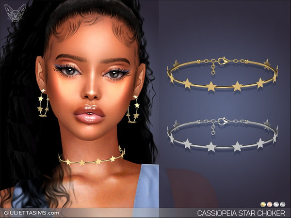 Sims 4 — Cassiopeia Star Choker by feyona — Cassiopeia Star Choker comes with 4 swatches.