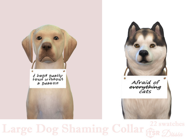 Sims 4 — Large Dogs Shaming Collar by Dissia — Your large dog is doing something that makes you go mad? Shame on it with