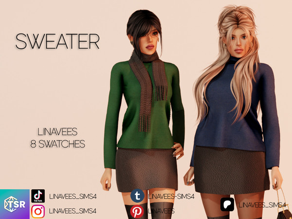 Sims 4 — SKYE - SWEATER by linavees — New Mesh