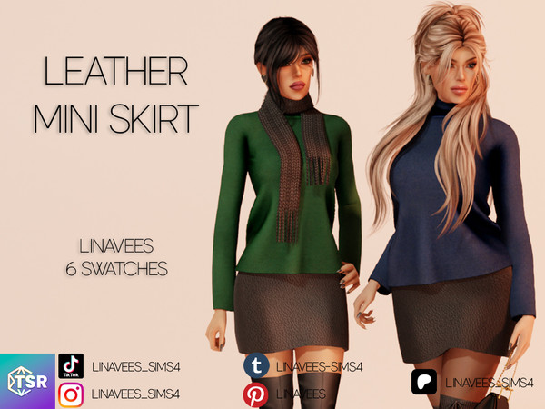 Sims 4 — SKYE - LEATHER MINI SKIRT by linavees — New Mesh