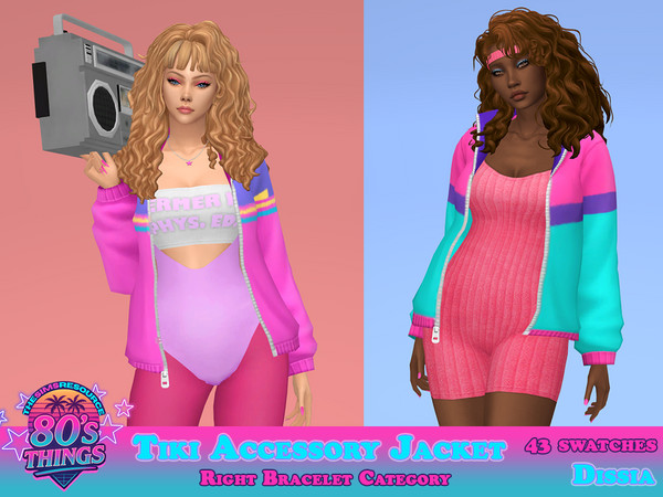 Sims 4 — Tiki Accessory Jacket by Dissia — Colorful retro style accessory jacket