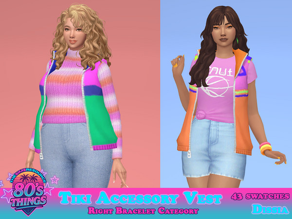 Sims 4 — Tiki Accessory Vest by Dissia — Colorful retro style accessory vest