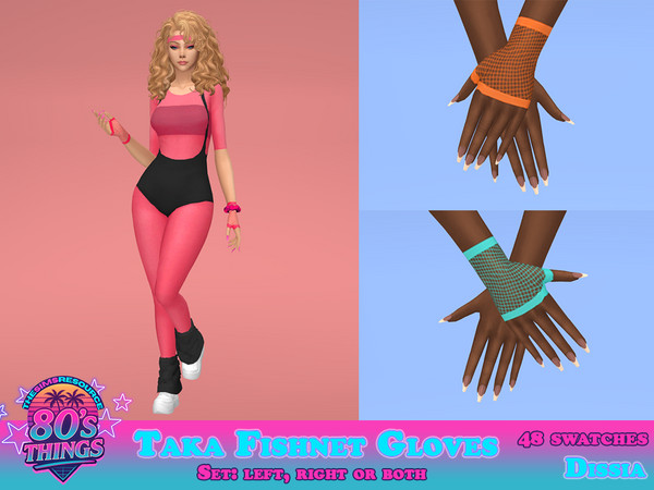 Sims 4 — Taka Fishnet Gloves by Dissia — Fishnet short gloves for both, right or left hand