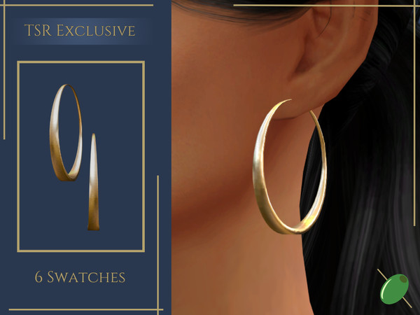 Sims 4 — Simplicity Large Hoops by Pitted0live — Simple large hoop statement earrings Custom catalog image