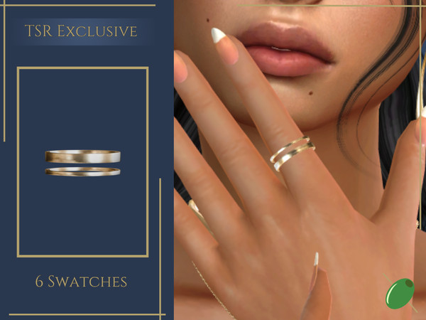 Sims 4 — Simplicity Gold Band Ring by Pitted0live — Double gold band ring for the left index finger Custom catalog image