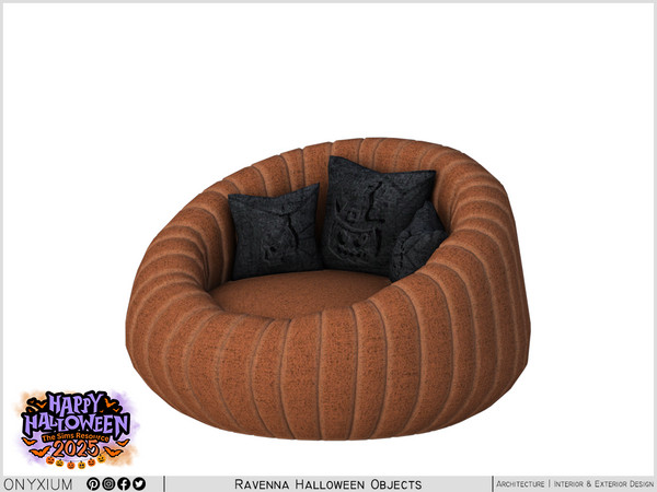 Sims 4 — Ravenna Plush Pumpkin Armchair by Onyxium — Onyxium@TSR Design Workshop Halloween Collection - Belong To The