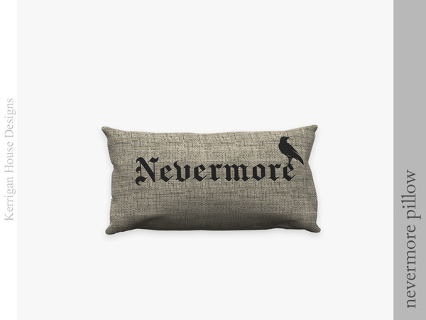 Sims 4 — Nevermore Pillow by kerriganhouse — Antique and vintage, a dark, elegant set inspired by the macabre writings of
