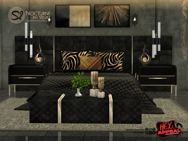 Sims 4 — Nocturne en Velvet - Hex Appeal by SIMcredible! — Bringing a luxurious romantic new bedroom for your sims. With