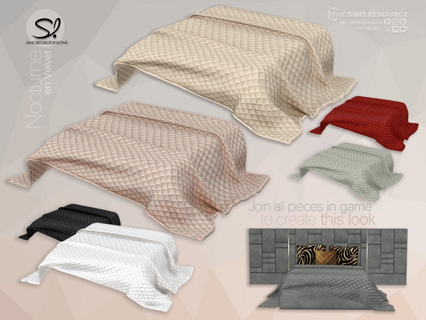 Sims 4 — Nocturne En Velvet Blanket by SIMcredible! — Bringing a luxurious romantic new bedroom for your sims. With the