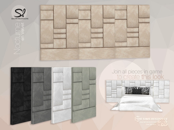 Sims 4 — Nocturne En Velvet - Upholstered Wall Decor by SIMcredible! — Bringing a luxurious romantic new bedroom for your