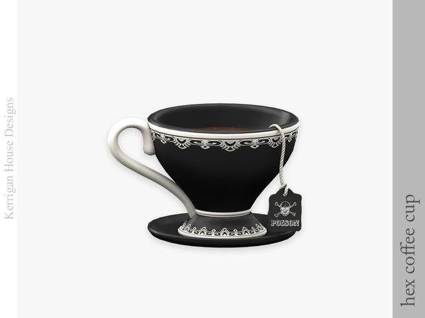 Sims 4 — Hex Coffee Cup by kerriganhouse — A witchy teaset for the Halloween season or the gothic household.