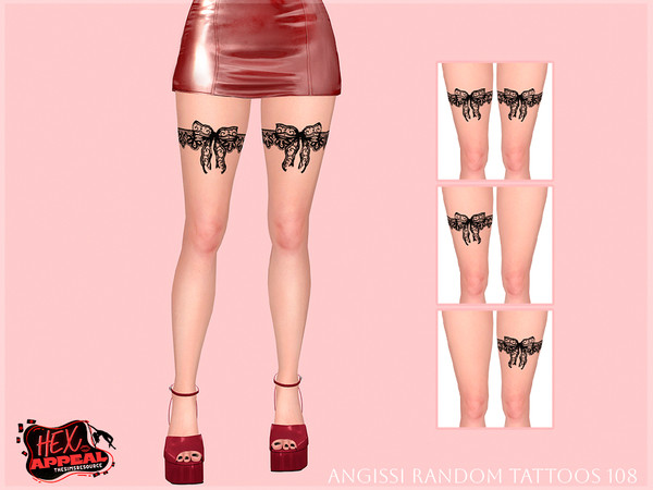 Sims 4 — Random tattoos 108 by ANGISSI — PREVIEWS MADE USING HQ MOD 3 options (both sides, separately right and left)