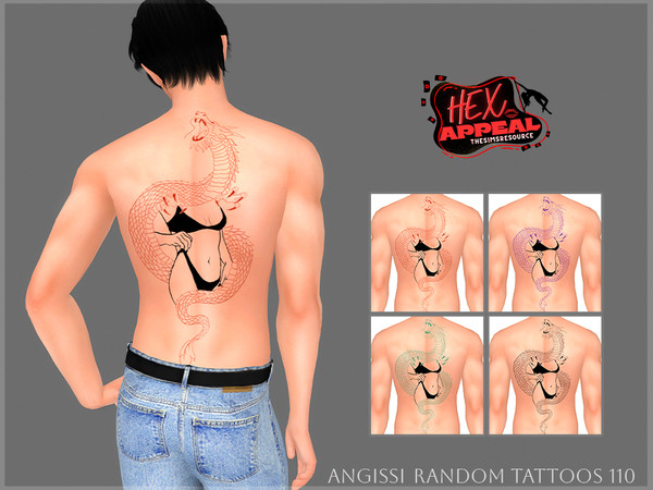 Sims 4 — Random tattoos 110 by ANGISSI — PREVIEWS MADE USING HQ MOD HQ compatible