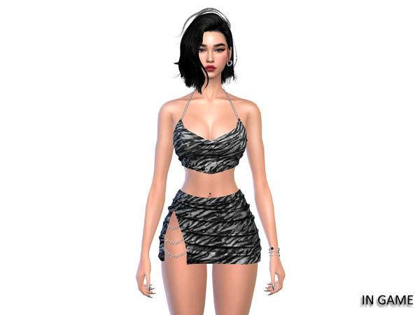 Sims 4 — (Wisteria) Roxi_Top.package by WisteriaSims — Turn heads with this daring two-piece set featuring a draped chain