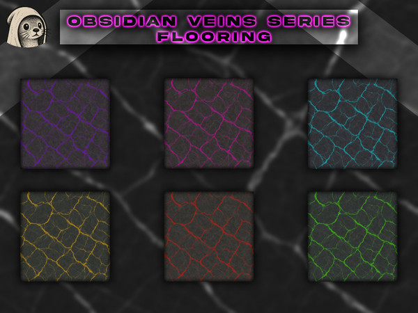 Sims 4 — Obsidian Veins Series (Flooring) by caroukid — Where darkness meets brilliance - a seamless fusion of deep stone