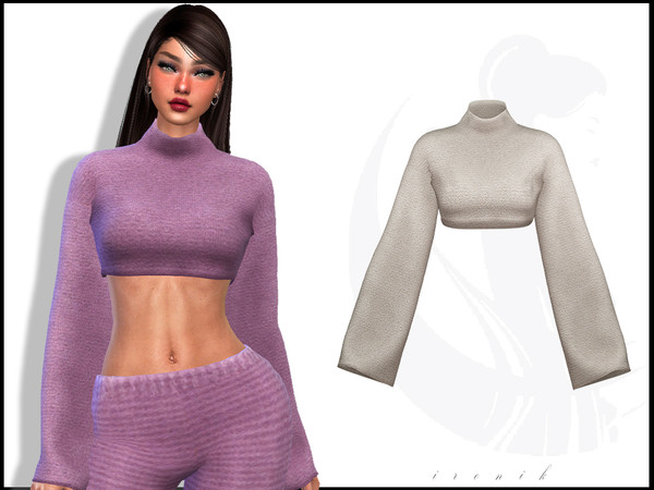 Sims 4 — [Set] Cropped Turtleneck Sweater by _ironik_ — -5 Colors