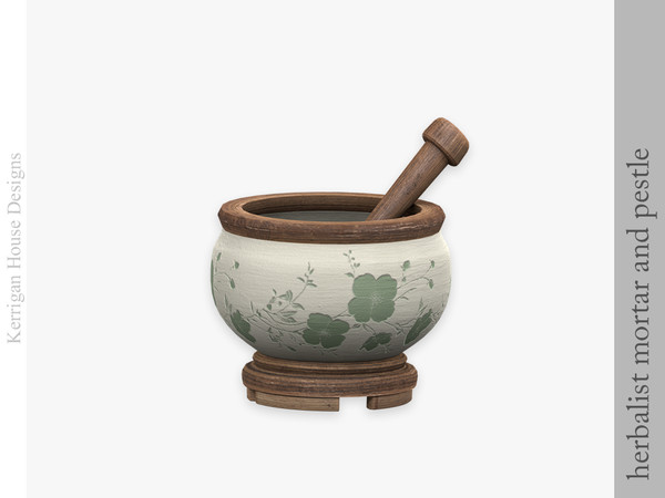 Sims 4 — Herbalist Mortar and Pestle by kerriganhouse — A small decor set for an apothecary or witchy house.