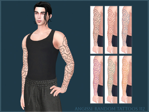 Sims 4 — Random tattoos 112 by ANGISSI — PREVIEWS MADE USING HQ MOD HQ compatible