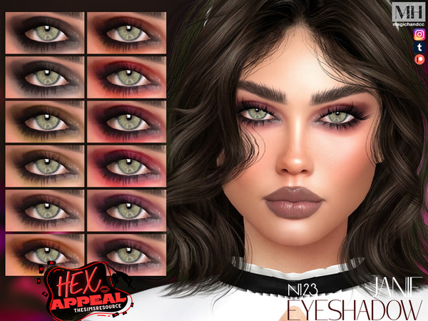 Sims 4 — Hex Appeal - Janie Eyeshadow N123 by MagicHand — Captivating Eye Makeup in 16 colors - HQ Compatible.