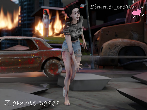 Sims 4 — Zombie poses by Simmer_creator9 — 4 are for female and 4 for male can be used for storytelling more