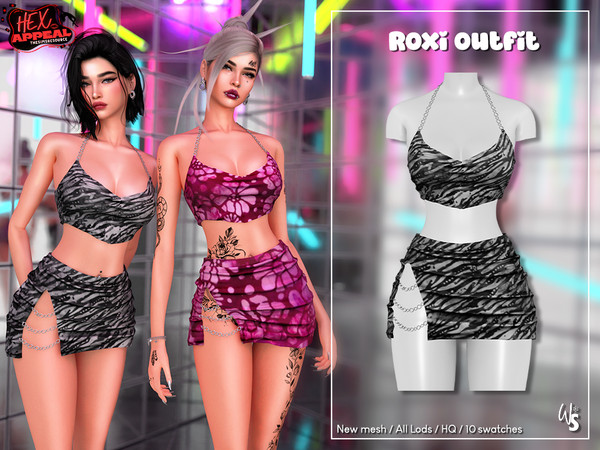 Sims 4 — (Wisteria) Roxi_Skirt.package by WisteriaSims — Turn heads with this daring two-piece set featuring a draped