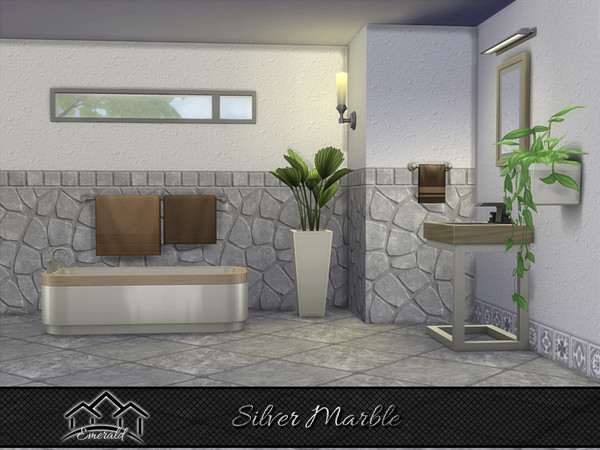 Sims 4 — Silver Marble 1 by Emerald — Natural marble Stone has an unmatched elegance, quality and durability.