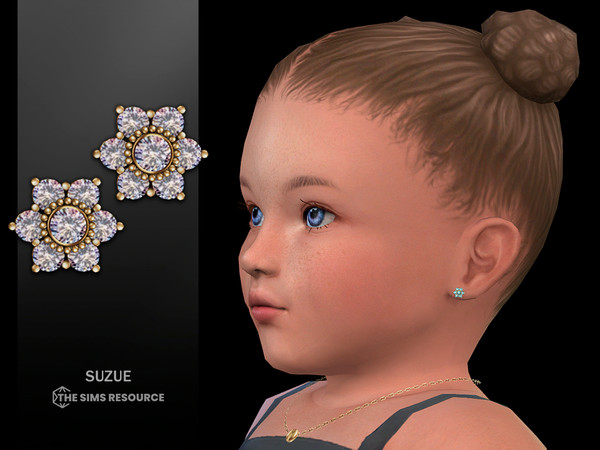 Sims 4 — Essence Earrings Infant by Suzue — New Mesh (Suzue)