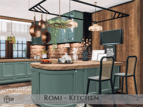 Sims 4 — Romi - Kitchen by Rirann — Romi is a cozy autumn kitchen in brown and white colors