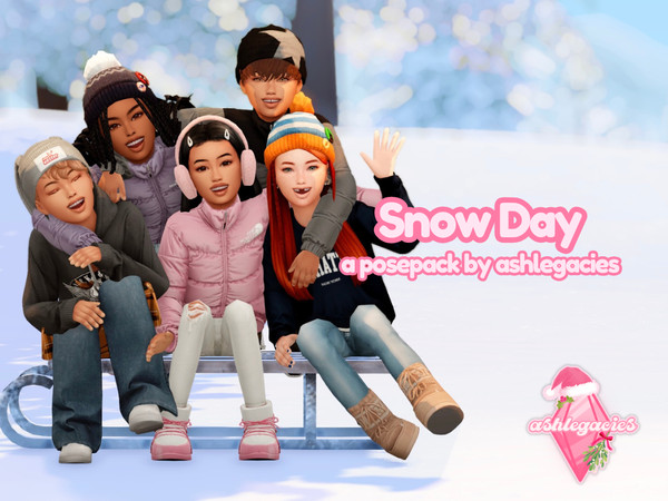 Sims 4 — Snow Day Posepack by ashlegacies — - Posepack (5 poses)