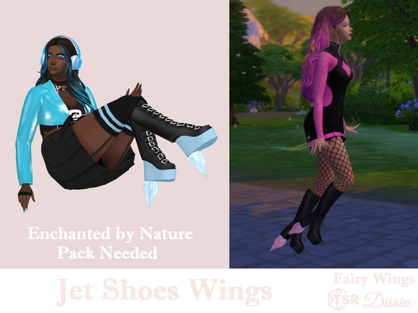 Sims 4 — Jet Shoes Wings v1 (Only visible while flying) by Dissia — Alternative version of fairy wings - futuristic jet