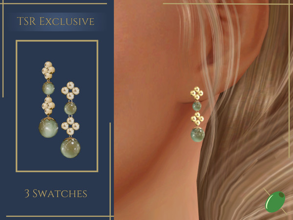 Sims 4 — Penelope Bead Earrings by Pitted0live — Small gold and coloured bead drop earrings Custom catalog image