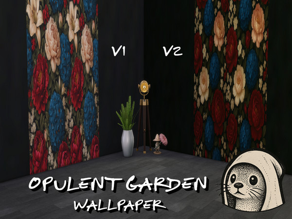 Sims 4 — Opulent Garden Wallpaper by caroukid — Bring a touch of timeless luxury to your Sims walls with this richly