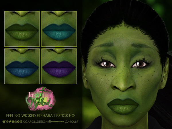 Sims 4 — Feeling Wicked Elphaba Lipstick HQ by Caroll912 — A 4-swatch matte lipstick inspired by Elphaba in the shades of