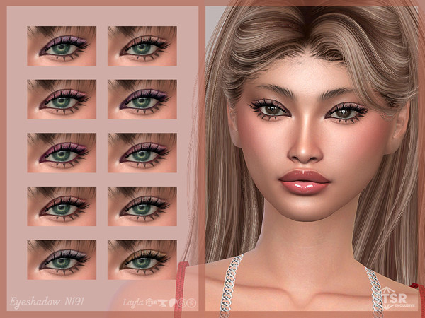 Sims 4 — Shimmery Eyeshadow (Eyeshadow N191) by Layla — Female Shimmery Eyeshadow Previews were made using HQ Mod