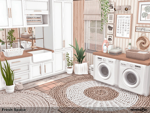 Sims 4 — Fresh Space by Nessca — Fresh Space is a laundry room in bright, warm colors that will warm and refresh any