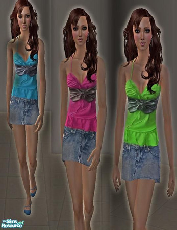 Sims 2 — Af Set by pretty_baby — 3 different outfits. a denim skirt and a different coloured top with a waist belt. No