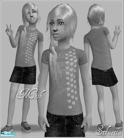 Sims 2 — Casuals for Girls  - Mesh Siluettasims Cfshortskirt by Siluetta — Short skirt for girls. Bump map enabled.