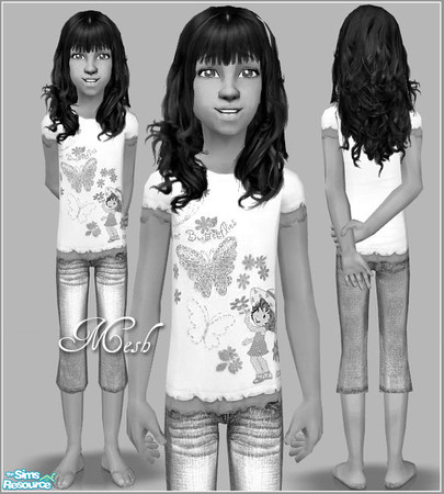 Sims 2 — Casuals for Girls - Mesh Siluettasims Cfcaprishorts by Siluetta — Capri shorts for girls. Bump map enabled.