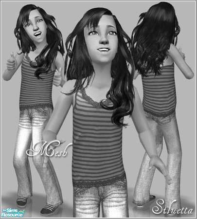 Sims 2 — Casuals for Girls - Mesh Siluettasims Cfnormalpantst by Siluetta — Trousers mesh for sim girls. Bump map