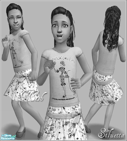 Sims 2 — Casuals for Girls - Mesh Siluettasims Cfkneelongskirt by Siluetta — A knee long skirt mesh for sim girls. Bump