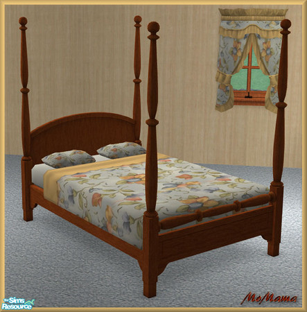 Sims 2 — NK Spicy Cinnamon Bedroom - Double Bed by MoMama — A nice double bed in a spicy wood.