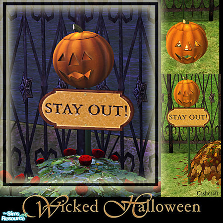 Sims 2 — Wicked Halloween - Halloween Sign Stayout by Cashcraft — A collection of Halloween jack-o-lanterns--a large