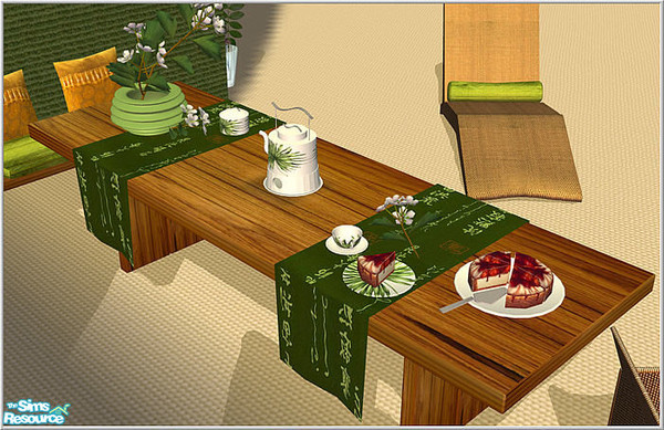 Sims 2 — modern asia dining - B43 Asia Tablecloth Recol Green by Birgit43 — 