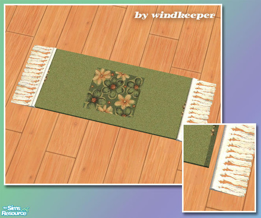 Sims 2 — 2x1 rug fringe by Windkeeper — 3D style fringe designed to be used with 2x1 runner rug by Echo. Linked to