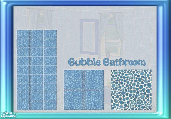 Sims 2 — Bubbles Bathroom Wall and Floors by jeni — A Blue Bubbles Tiled wall with a Blue Bubbles floor tile and recolour