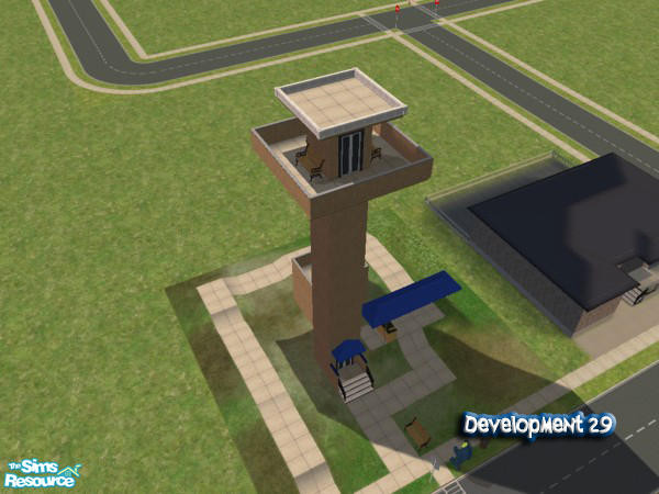 Sims 2 — Development 29 by simmyfan2852 — Development 29 is a lovely observation tower. On the ground, there are benches,